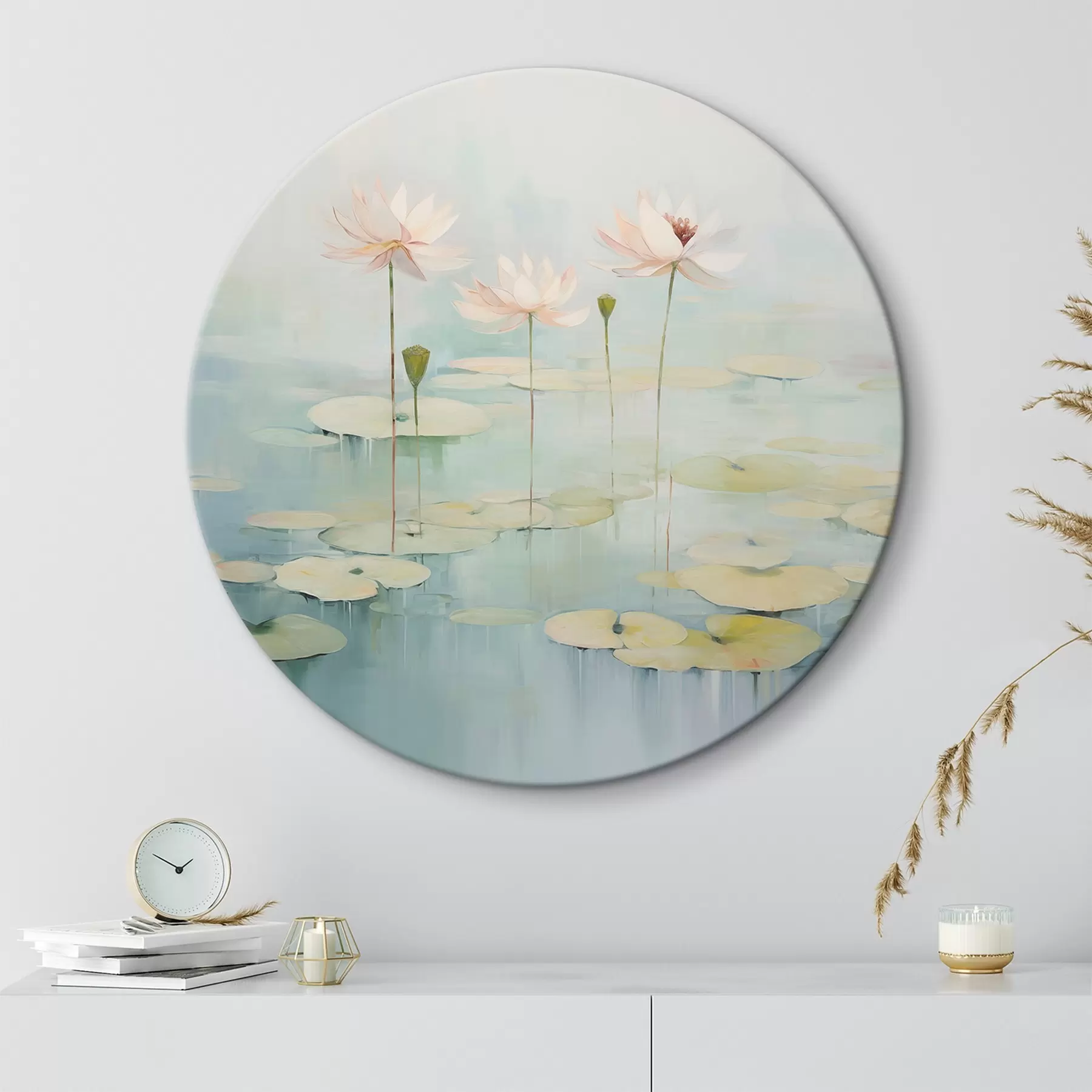 Tablouri Frunze și flori de lotus pe iaz r45350