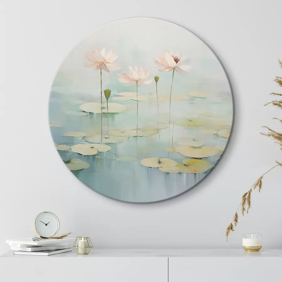 Tablouri Frunze și flori de lotus pe iaz r45350