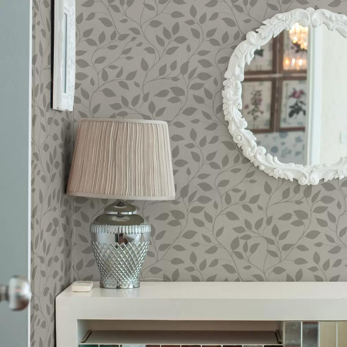 Wallpaper Viță de vie monocromă pe o pânză cu textură fină a00386