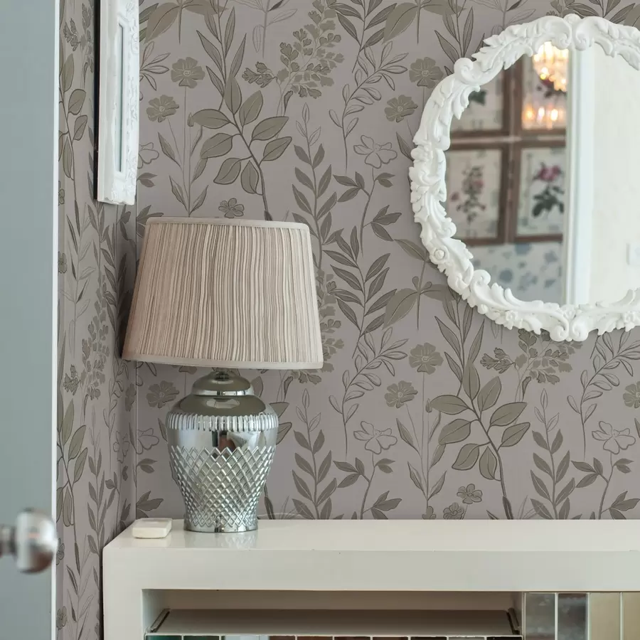 fototapet Flori sălbatice schițate în tonuri naturale a00432