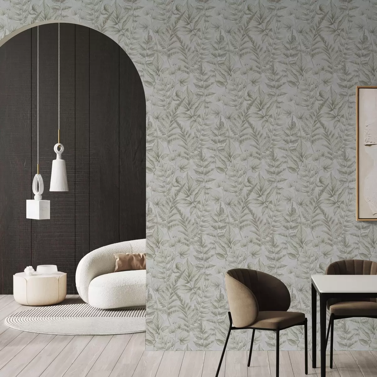 Wallpaper Frunze pastelate moi în stil botanic acuarelă a00437