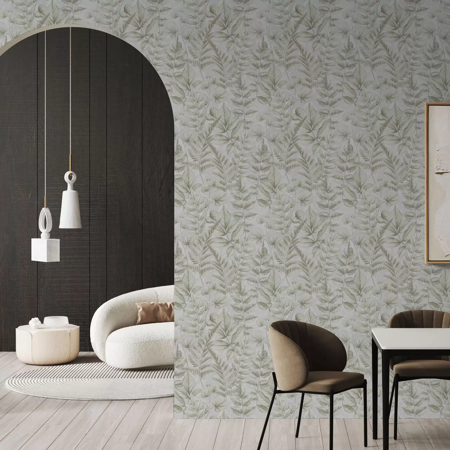 fototapet Frunze pastelate moi în stil botanic acuarelă a00437