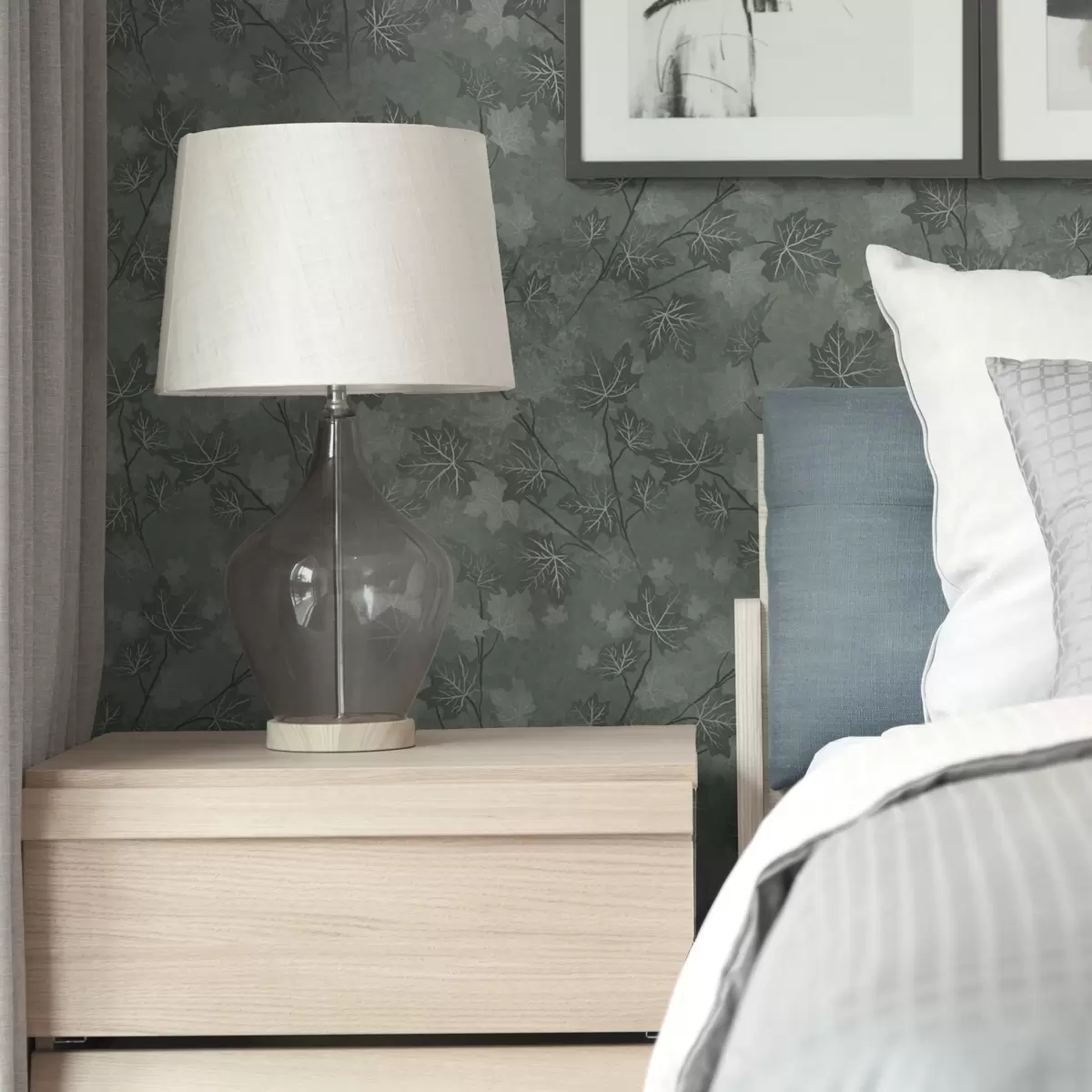 Wallpaper Frunze de arțar mate în tonuri verzi moi a00464