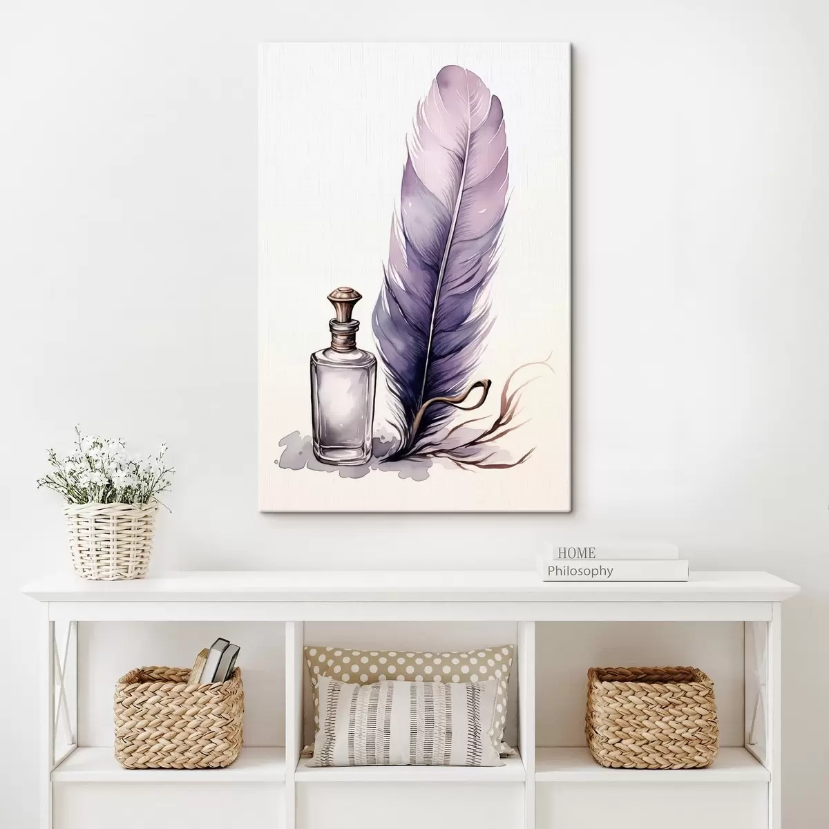 Tablouri Ilustrație acuarelă de o pană și sticlă de cerneală s45410