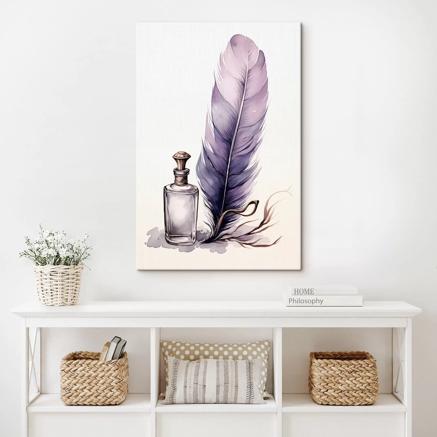 Tablouri Ilustrație acuarelă de o pană și sticlă de cerneală s45410