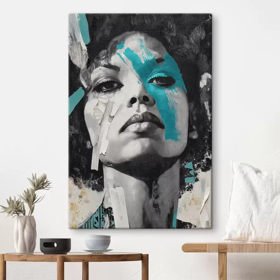 Tablouri Portret în media mixtă cu fragmente de culori și texturi s45416