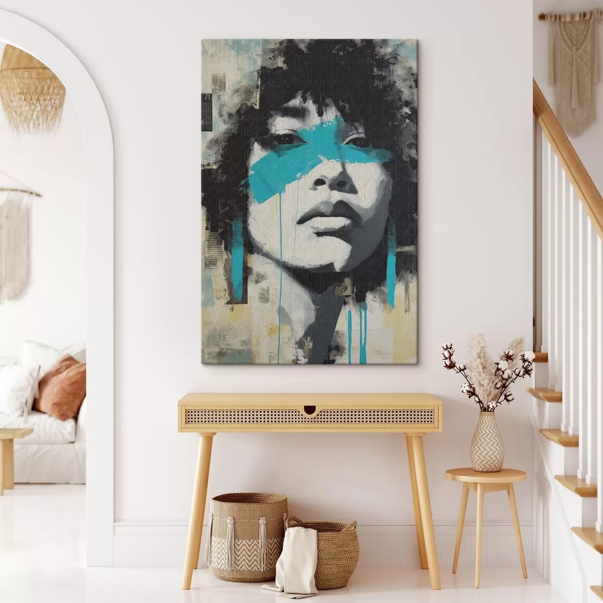 Tablouri Portret în media mixtă cu fragmente de culori și texturi s45417