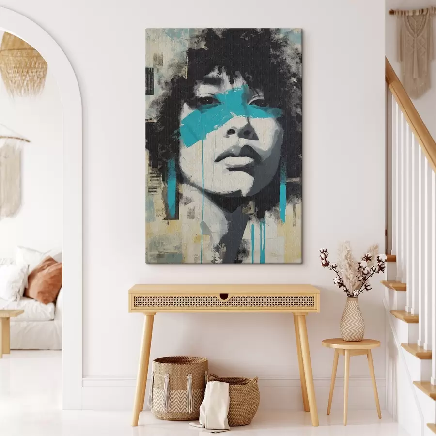 Tablouri Portret în media mixtă cu fragmente de culori și texturi s45417