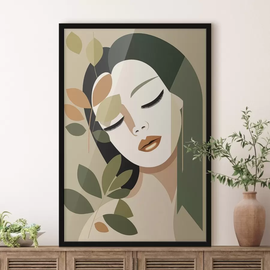 fototapet Fată cu frunze f45388