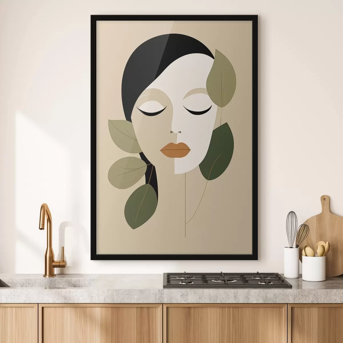 Poster Fată cu frunze f45389