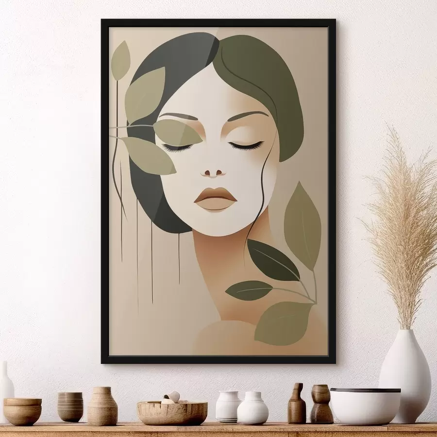 fototapet Fată cu frunze f45390