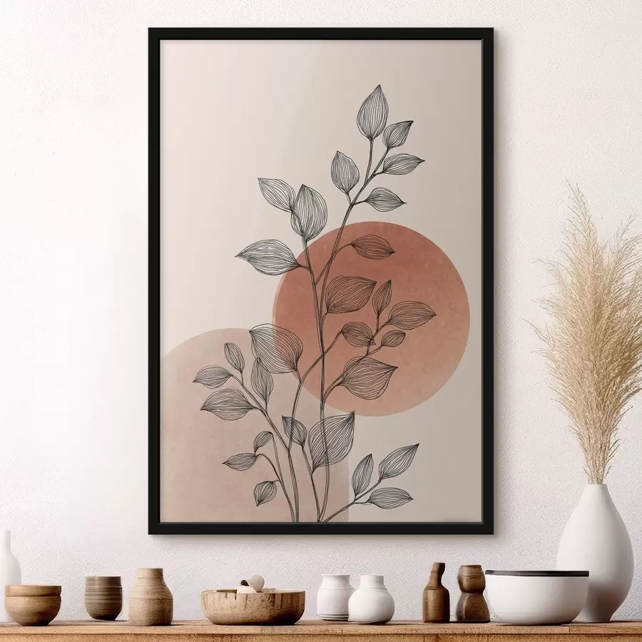 fototapet Apus de soare și frunze f45391