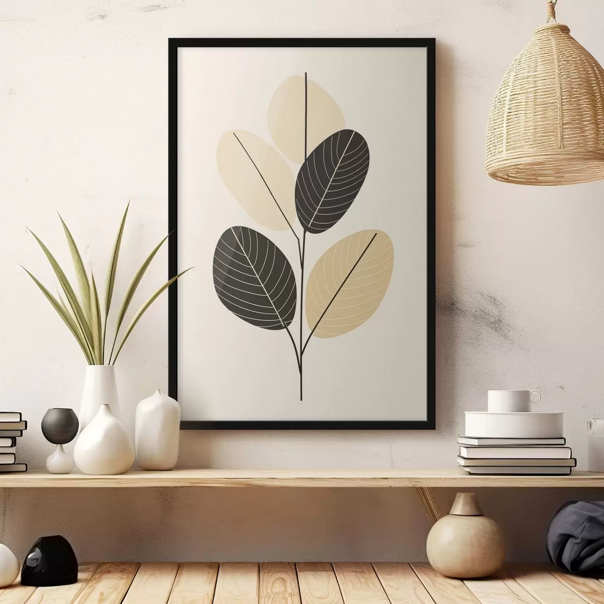 Poster Compoziție abstractă cu forme ovale texturate pe un fundal în relief f45402