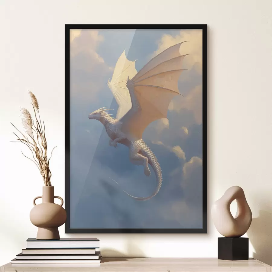 fototapet Dragonul alb din cer f45415