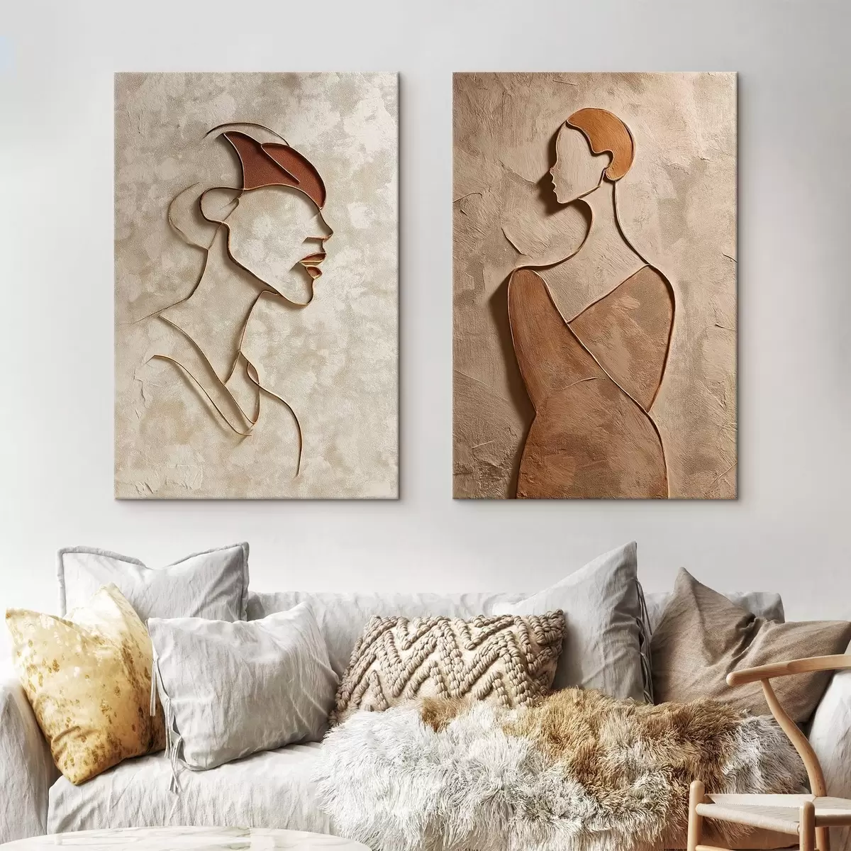 Tablouri Relief siluete de oameni într-un stil minimalist m00596