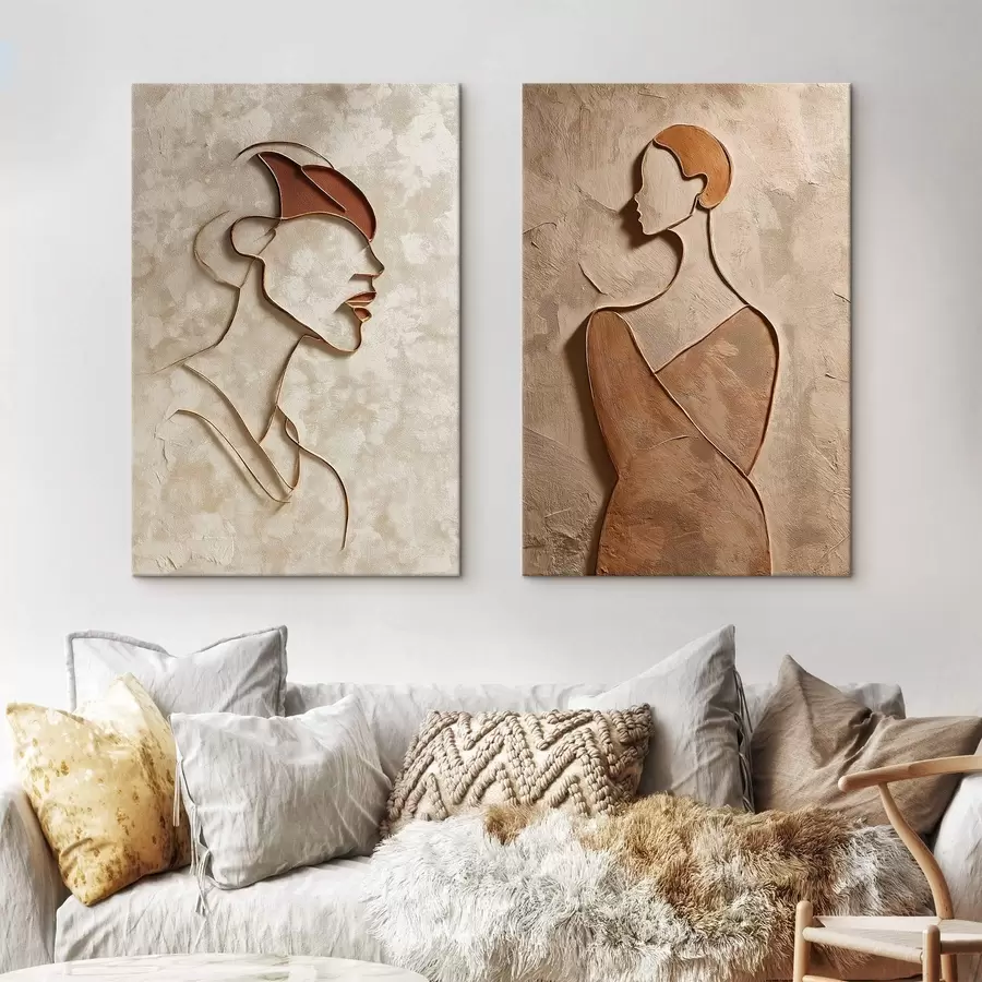 Tablouri Relief siluete de oameni într-un stil minimalist m00596