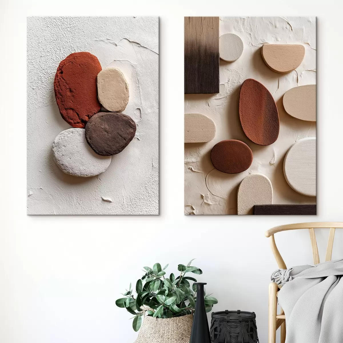 Tablouri Compoziții abstracte cu forme geometrice volumetrice pe un fundal texturat m00597