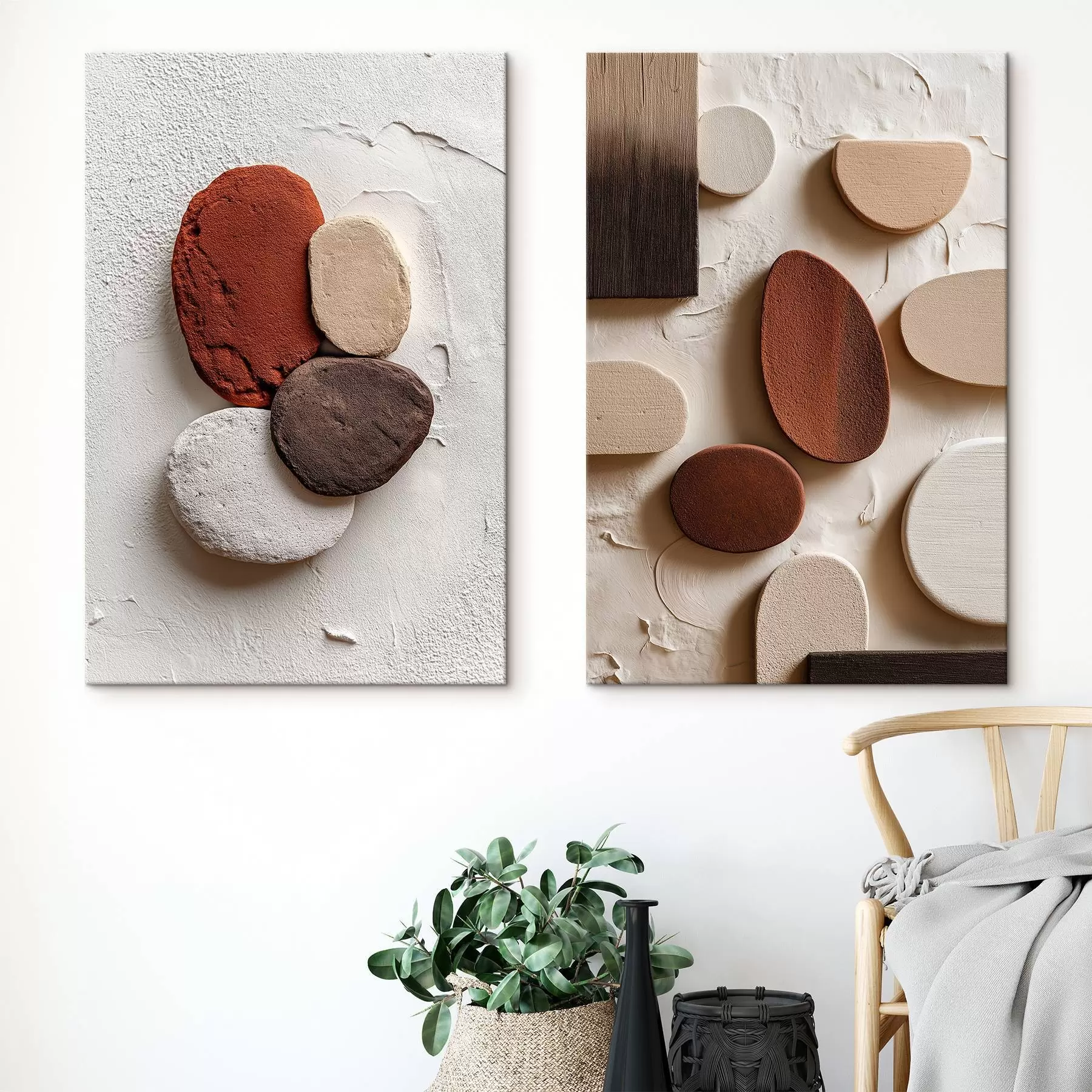 Tablouri Compoziții abstracte cu forme geometrice volumetrice pe un fundal texturat m00597