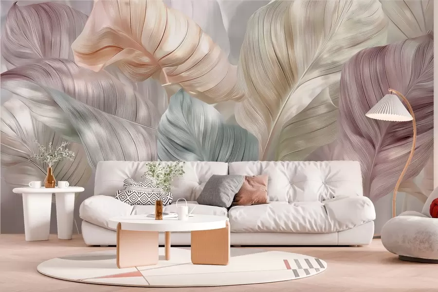 fototapet frunze mari tip perlă w04308