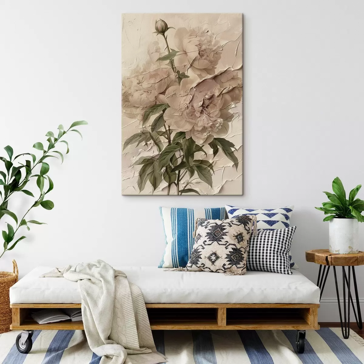 Tablouri Buchet luxuriant de bujori pe un fundal deschis s45337