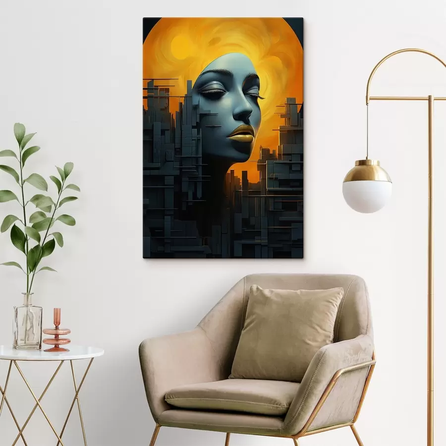 Tablouri Oameni, fata fata lui oraș pe un fundal abstract s45342