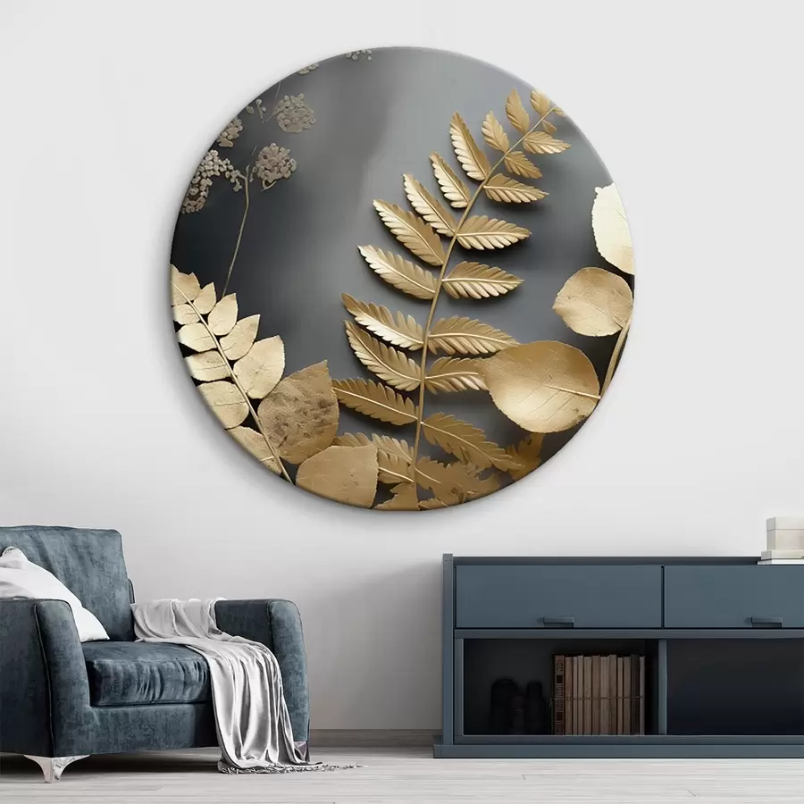 Tablouri Ramuri de eucalipt și frunze tropicale pe un fundal întunecat r45333