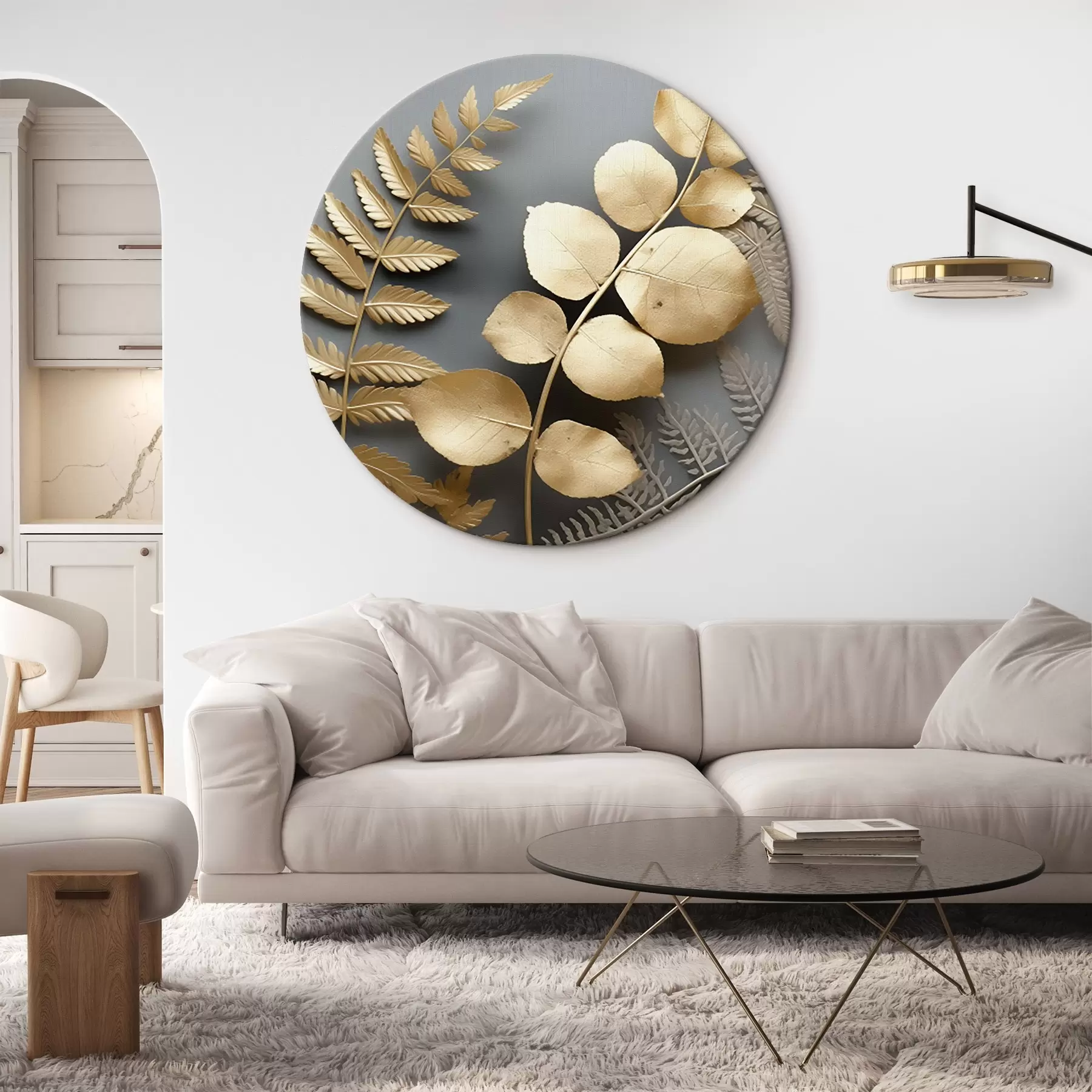 Tablouri Ramuri de ferigă și eucalipt pe un fundal întunecat r45334