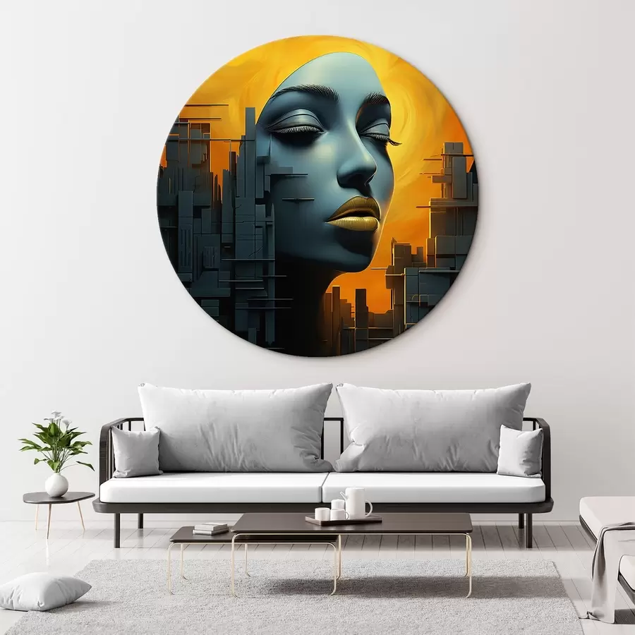 Tablouri Oameni, fata fata lui oraș pe un fundal abstract r45342