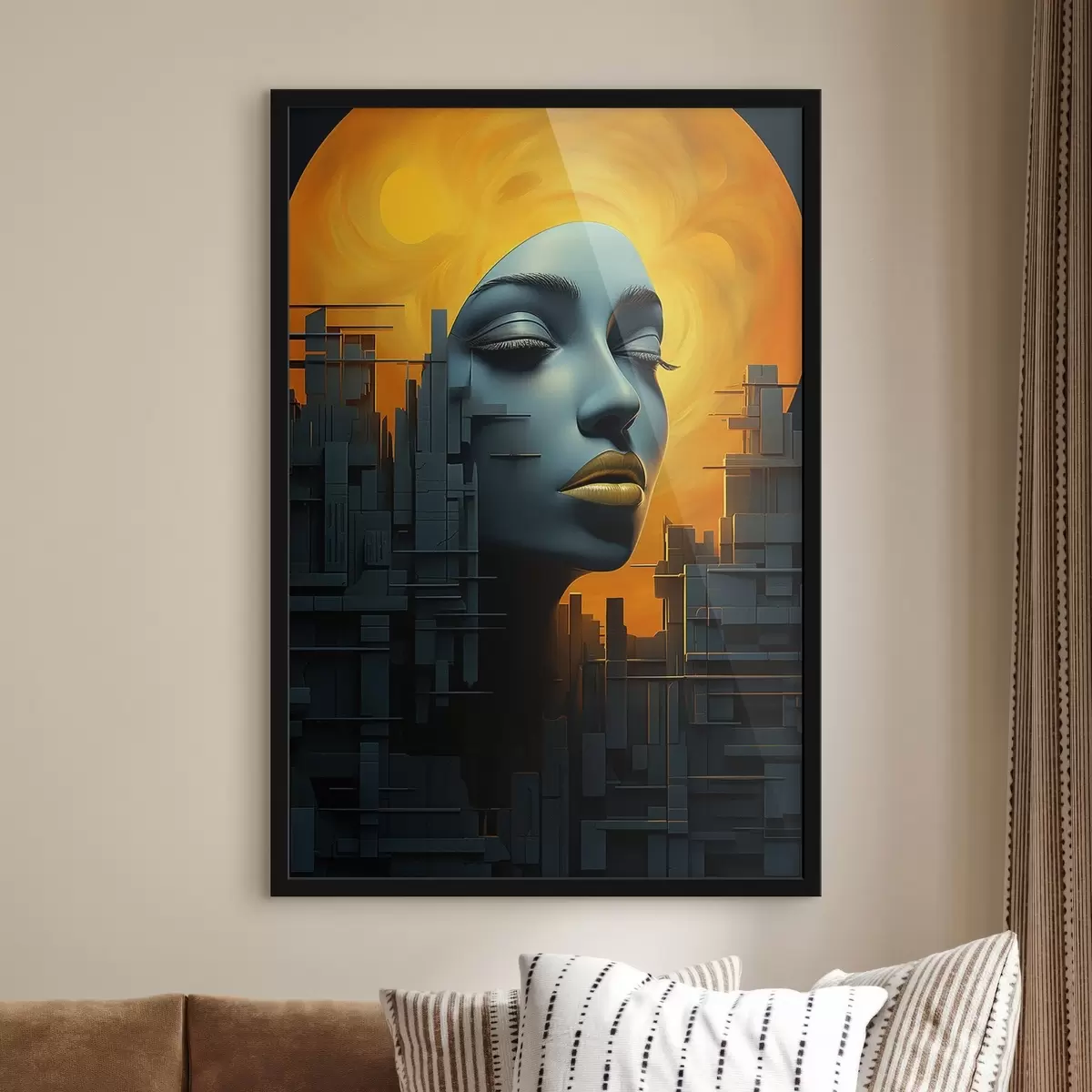 Poster Oameni, fata fata lui oraș pe un fundal abstract f45342