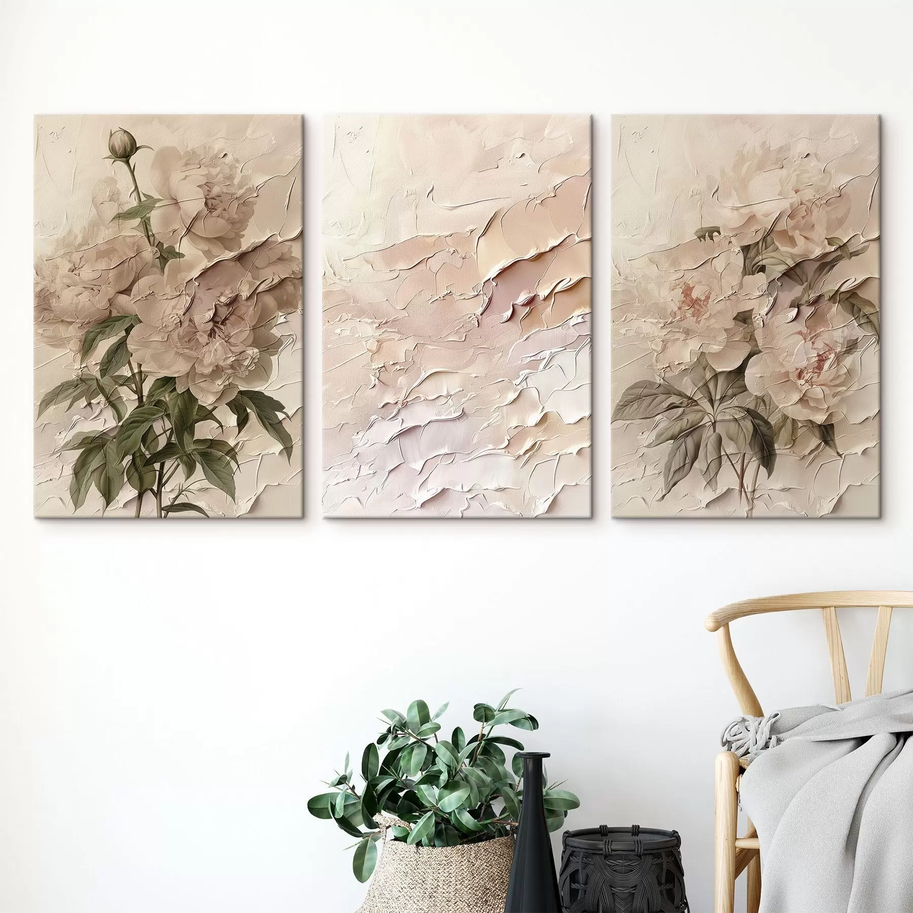 Tablouri Buchet de bujori și efect de lovitură de vopsea m00616