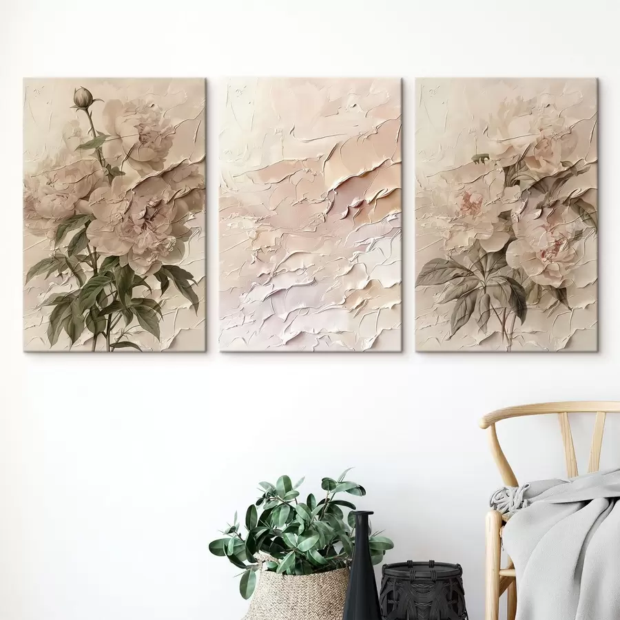 Tablouri Buchet de bujori și efect de lovitură de vopsea m00616