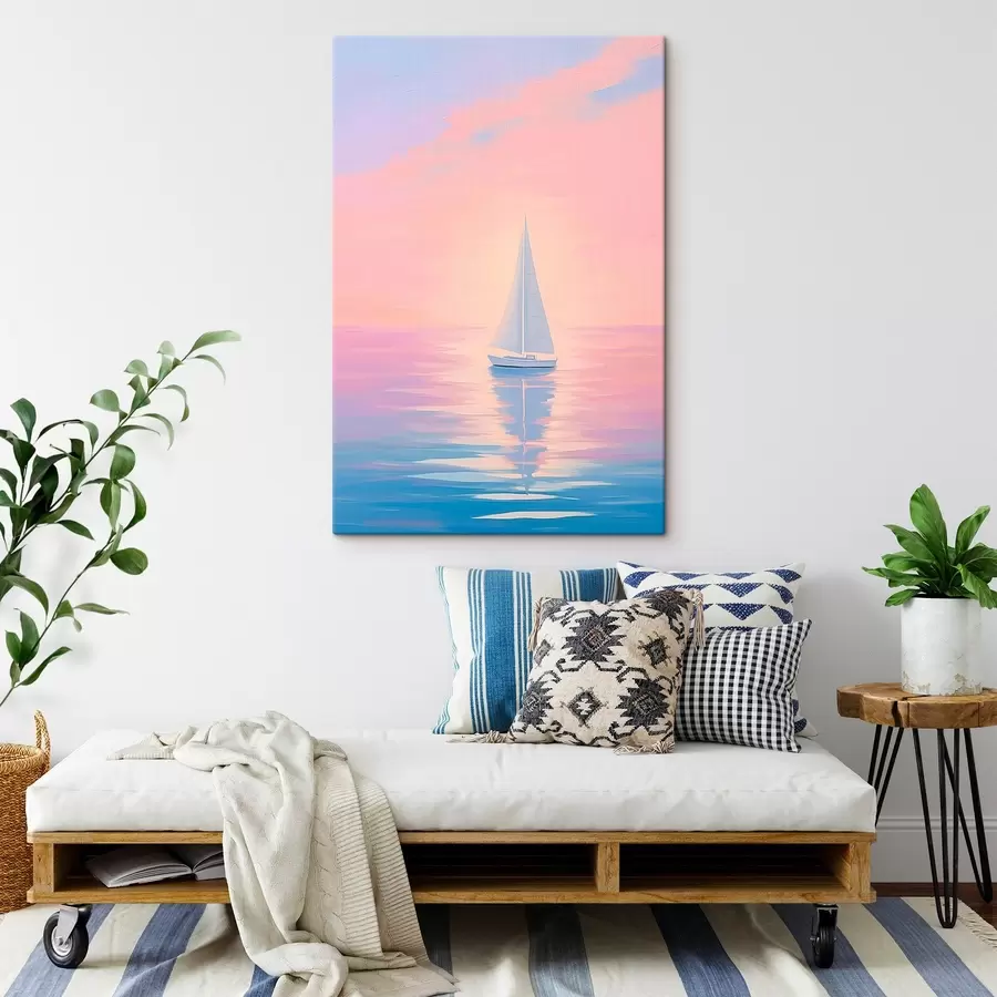 Tablouri Barcă cu vele pe mare la apus de soare s45428