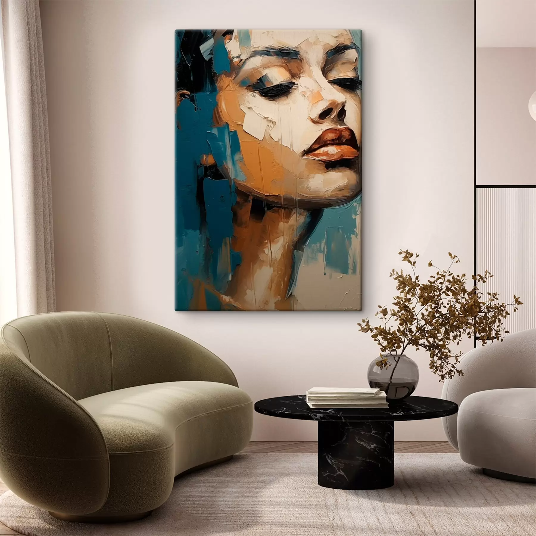 Tablouri Portret de femeie cu ochii închiși s45439