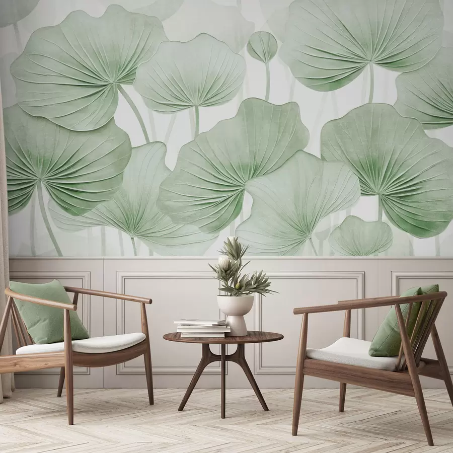 fototapet Frunze de lotus cu imitație textura distressed w04412