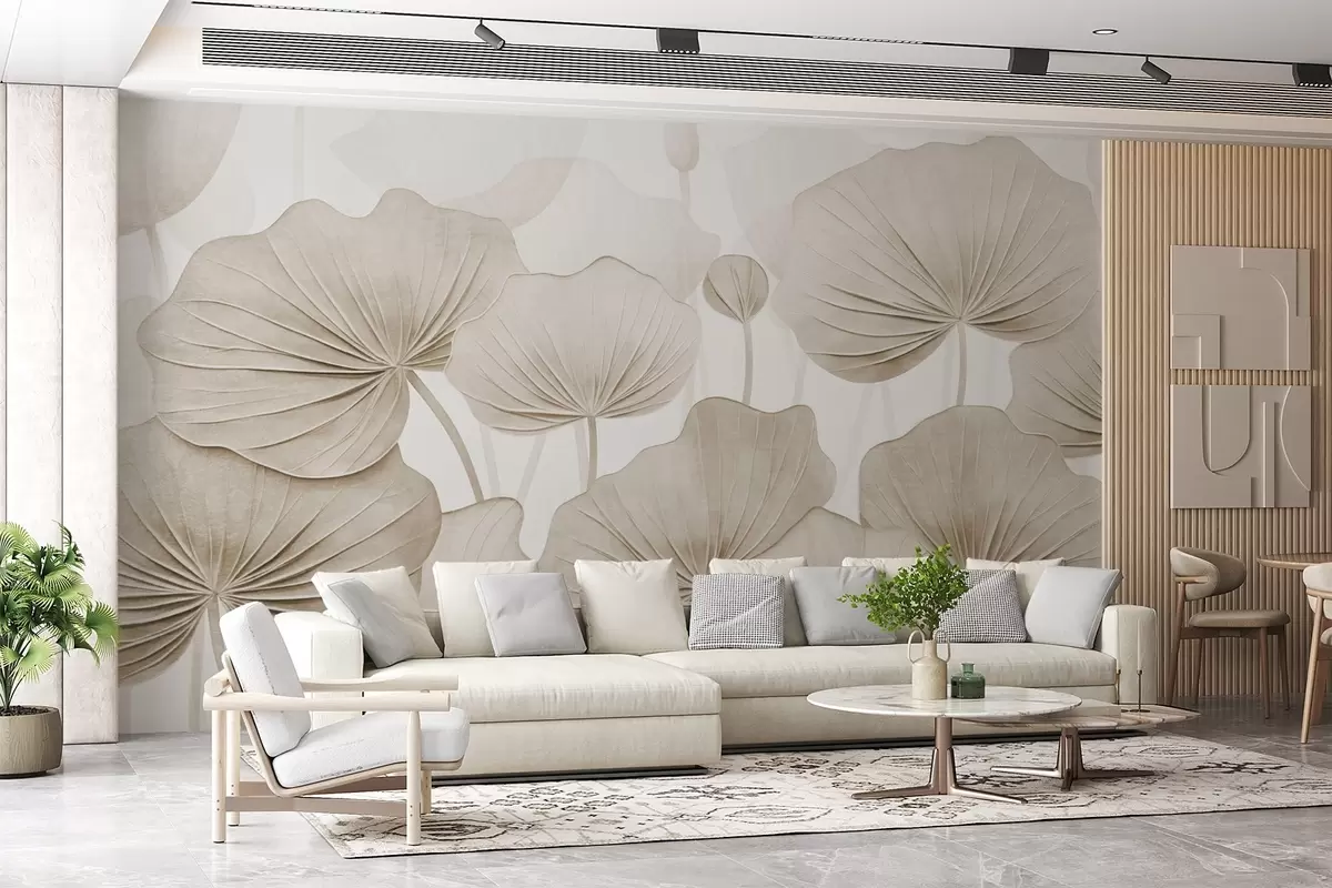 fototapet Frunze de lotus cu imitație textura distressed w04412v1