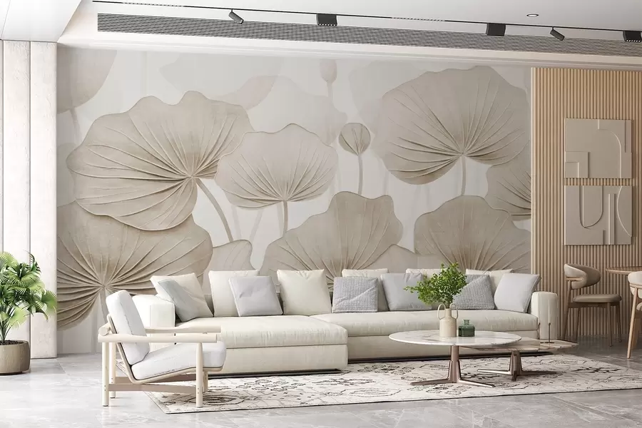fototapet Frunze de lotus cu imitație textura distressed w04412v1