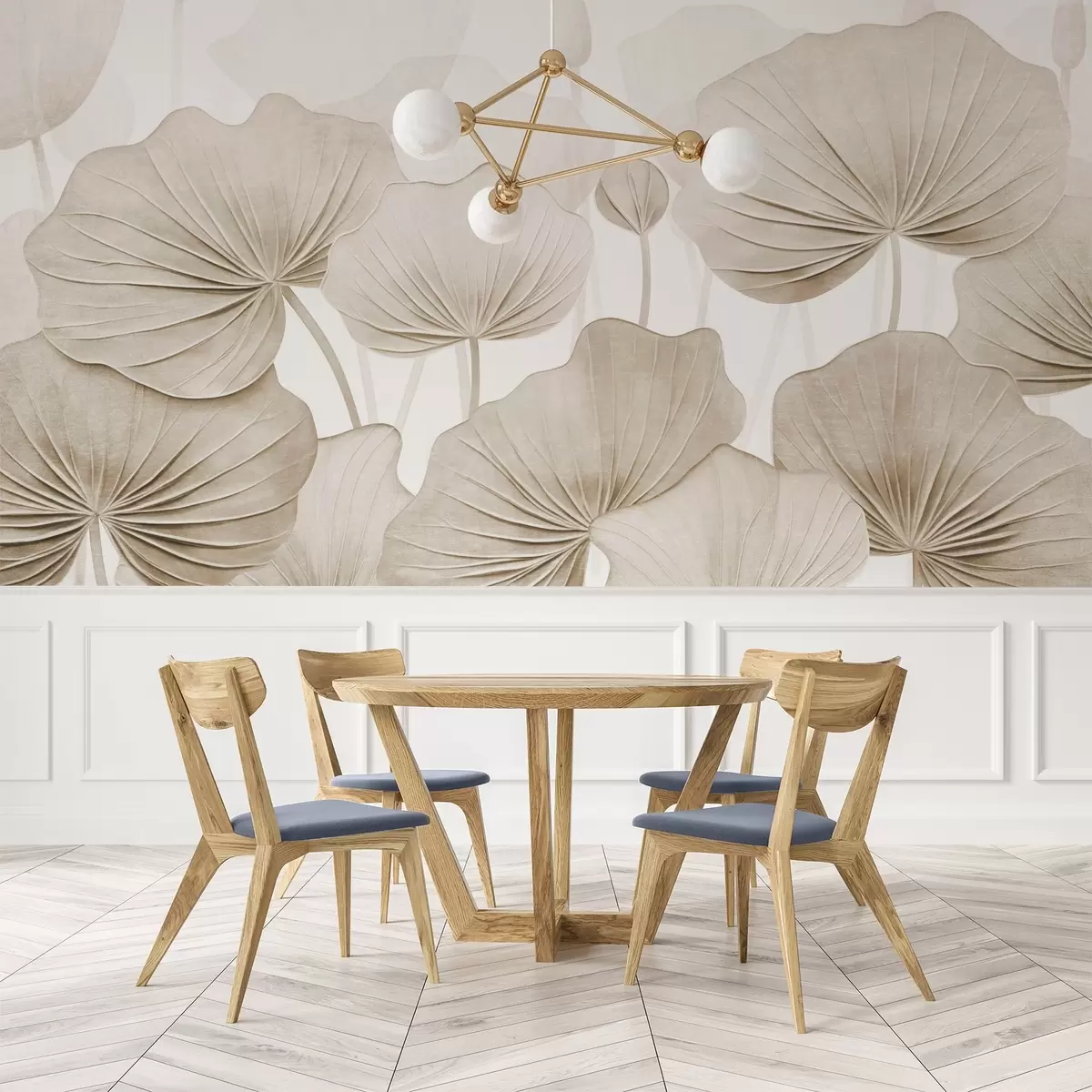 fototapet Frunze de lotus cu imitație textura distressed w04412v1