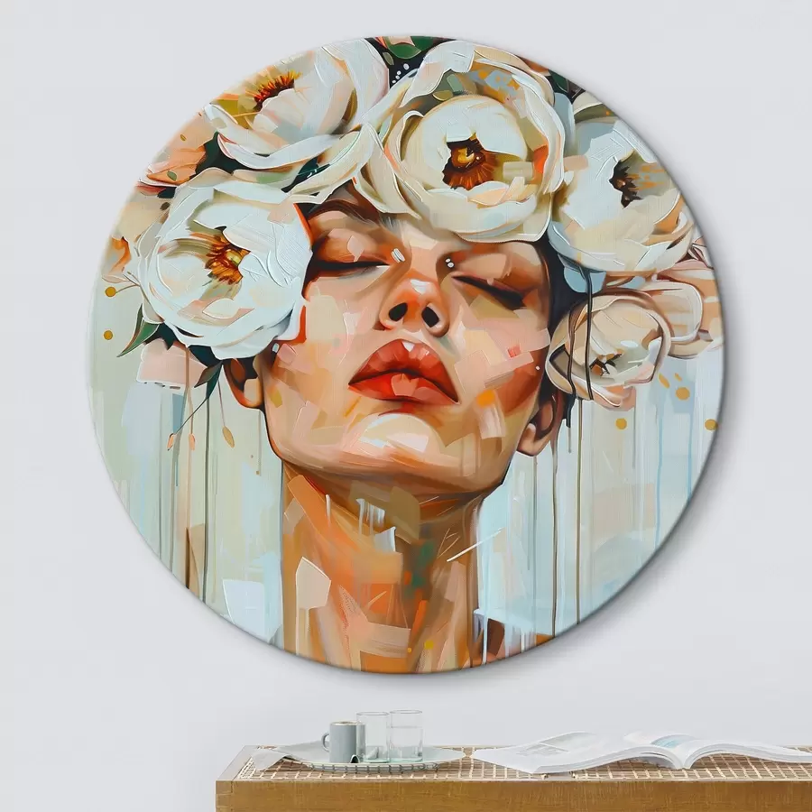 Tablouri Portret de femeie cu flori r45370