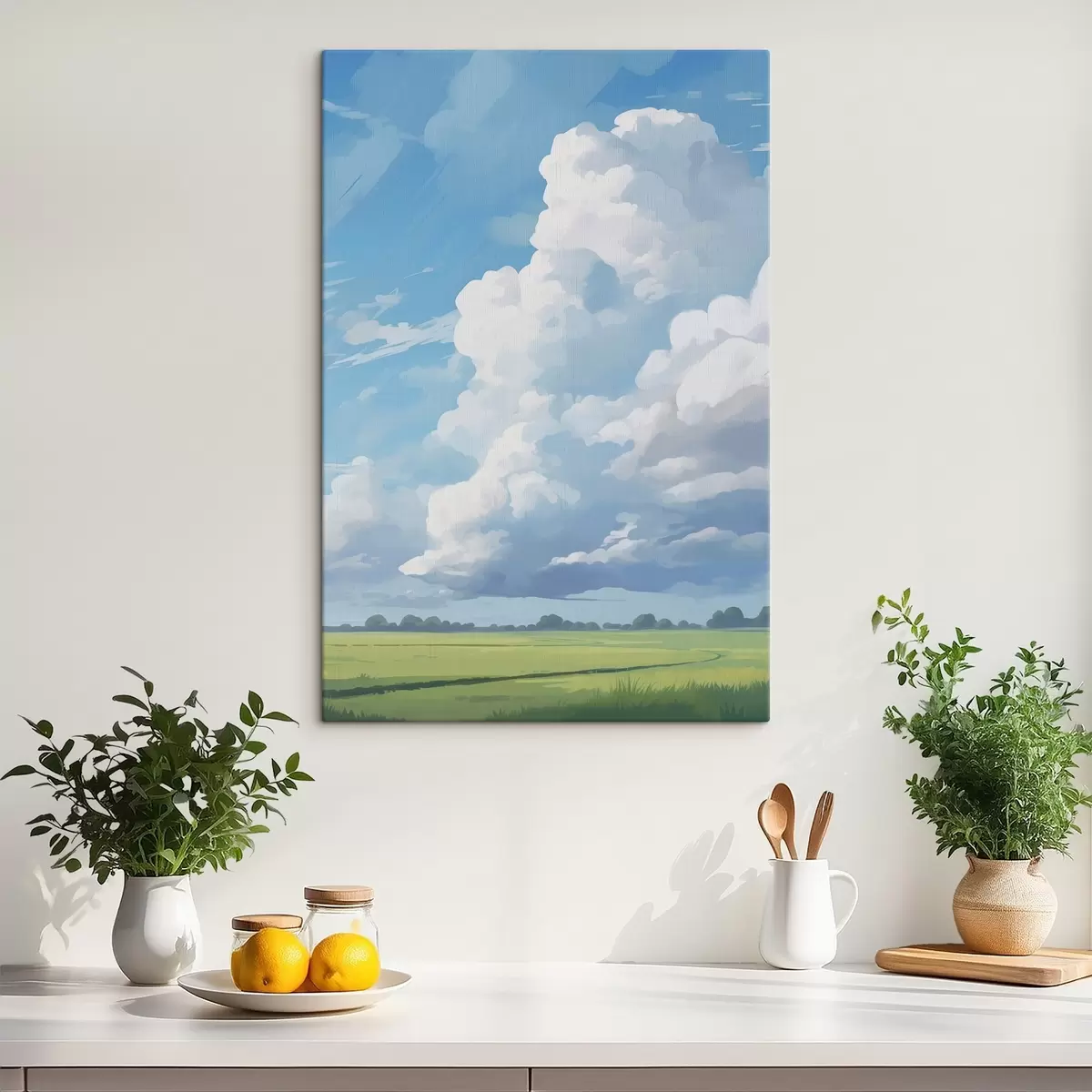 Tablouri Câmp împotriva cerului cu nori uriași s45453