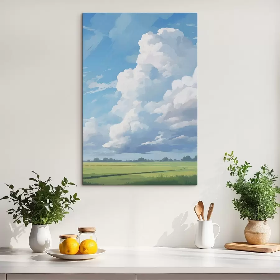 Tablouri Câmp împotriva cerului cu nori uriași s45453
