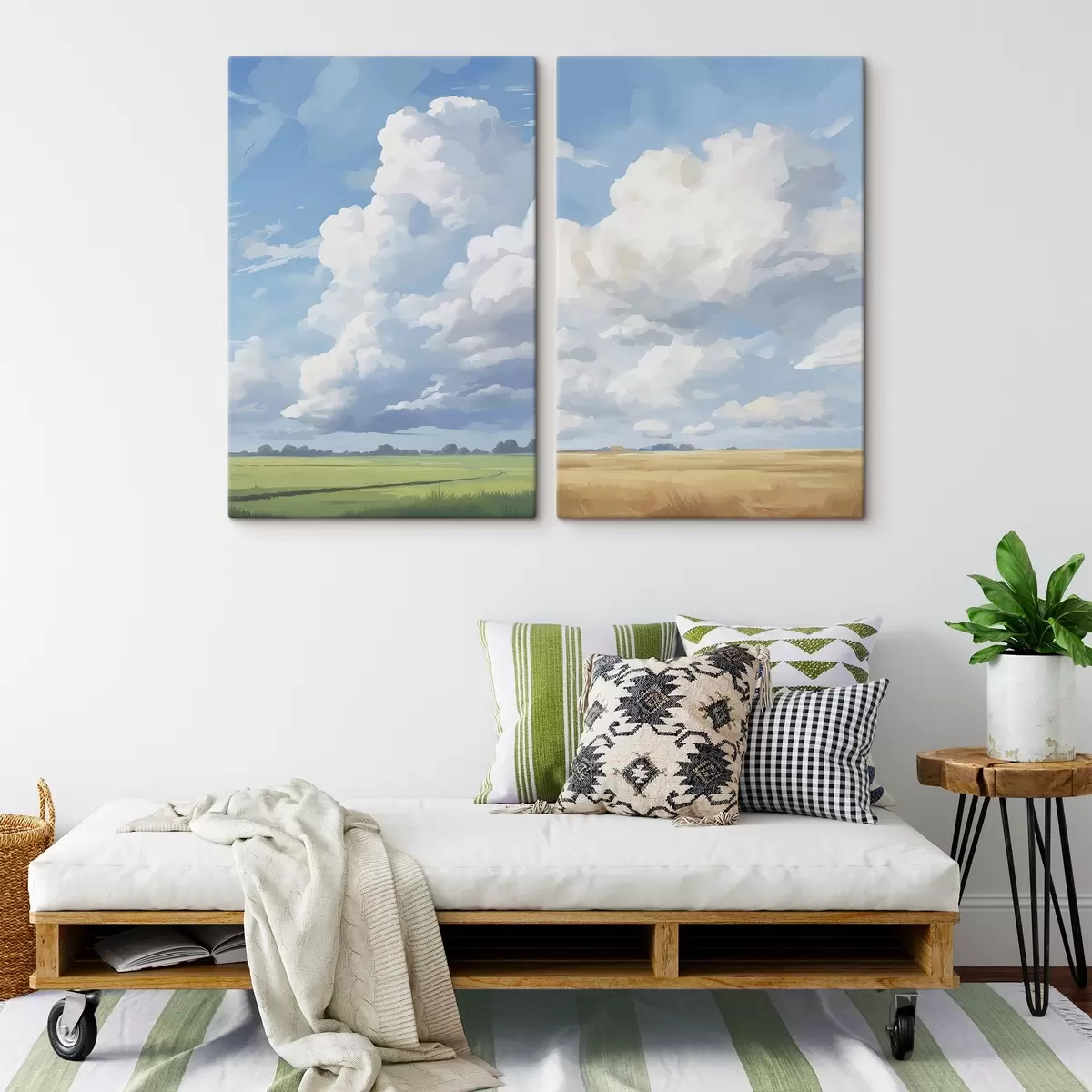 Tablouri Câmp împotriva cerului cu nori uriași m00624