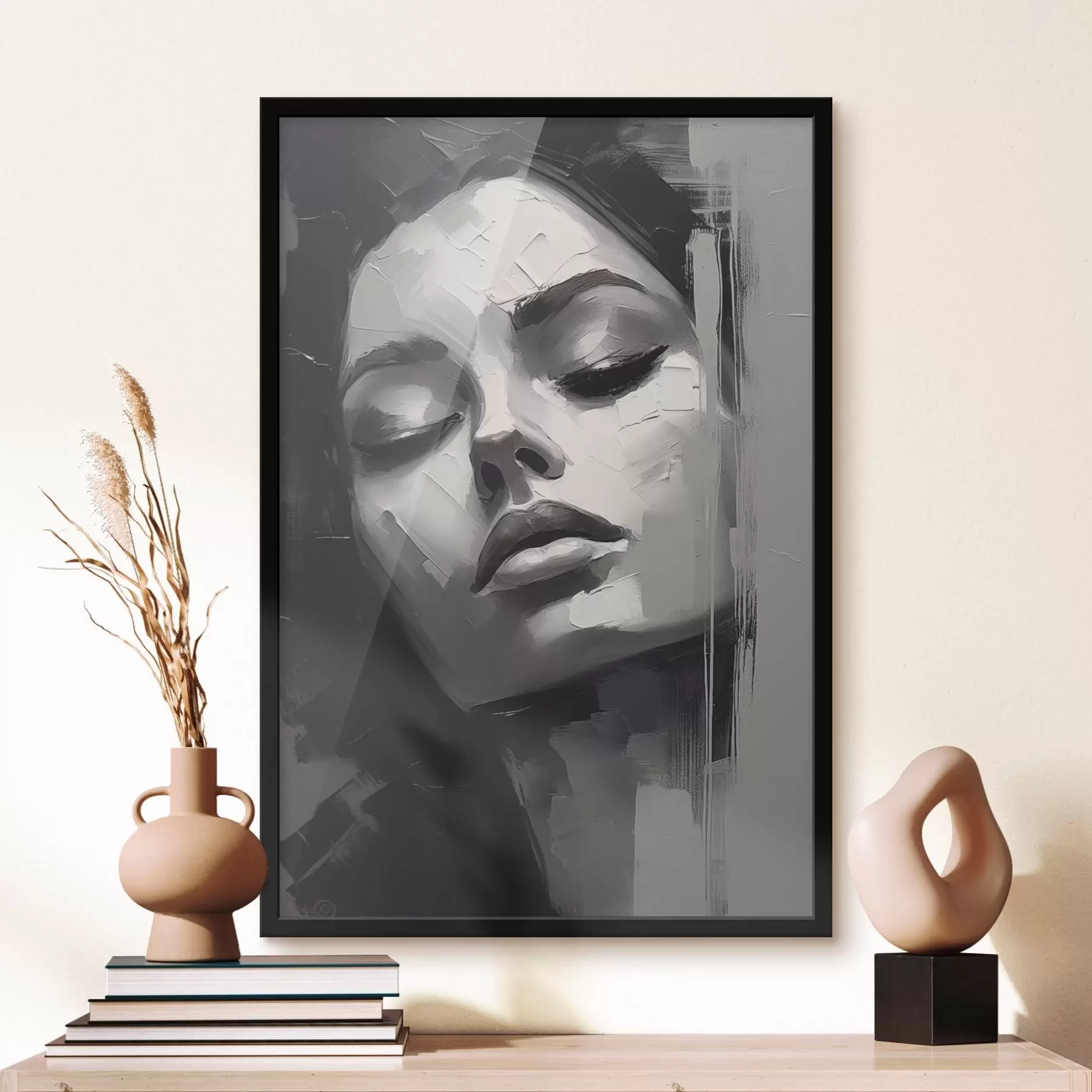 fototapet Portret alb-negru al unei femei cu ochii închiși f45479