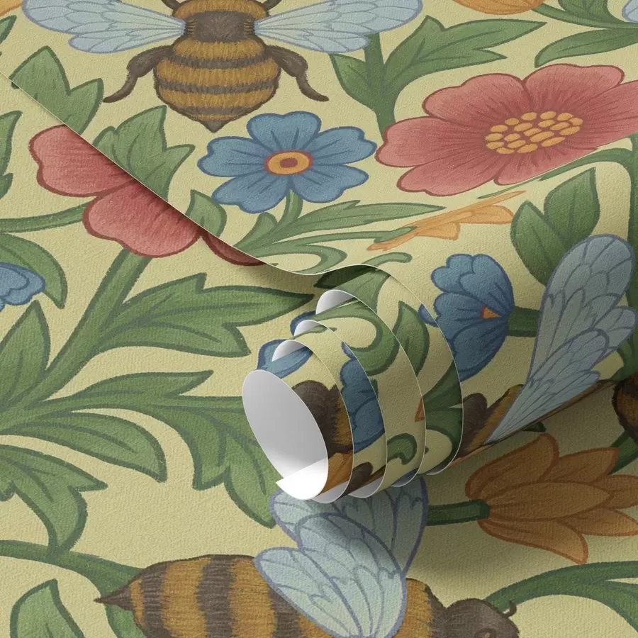 fototapet Flori luminoase cu albine mari a00315