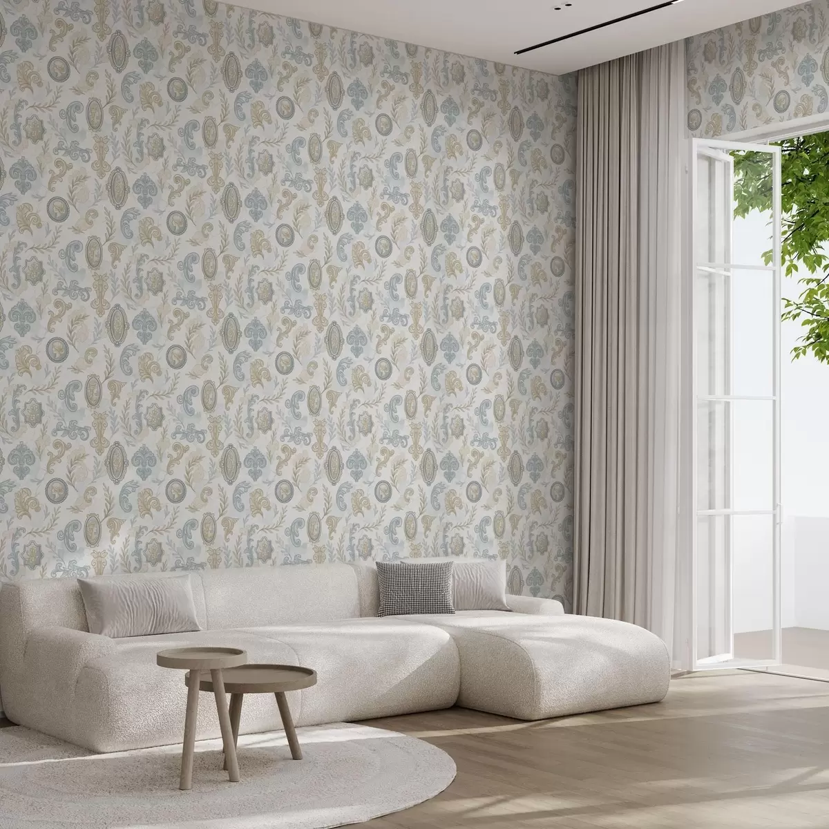 Wallpaper Ornament clasic cu medalioane și modele a00319