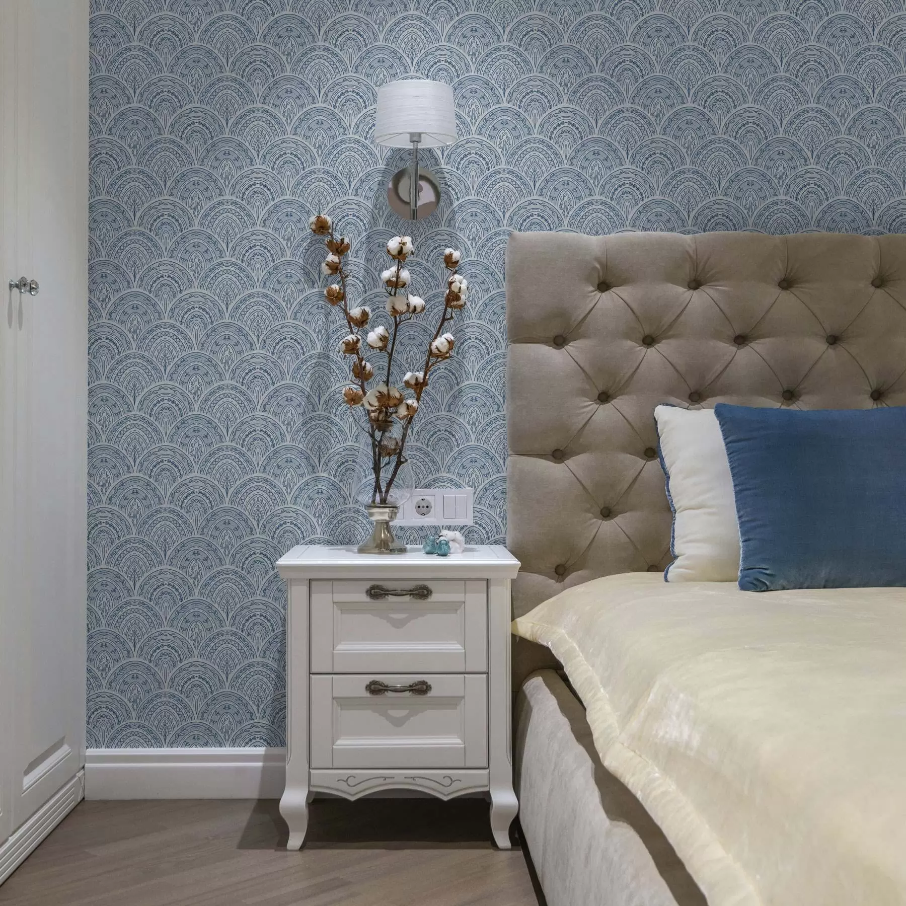 fototapet Ornament albastru cu arcuri și modele a00332