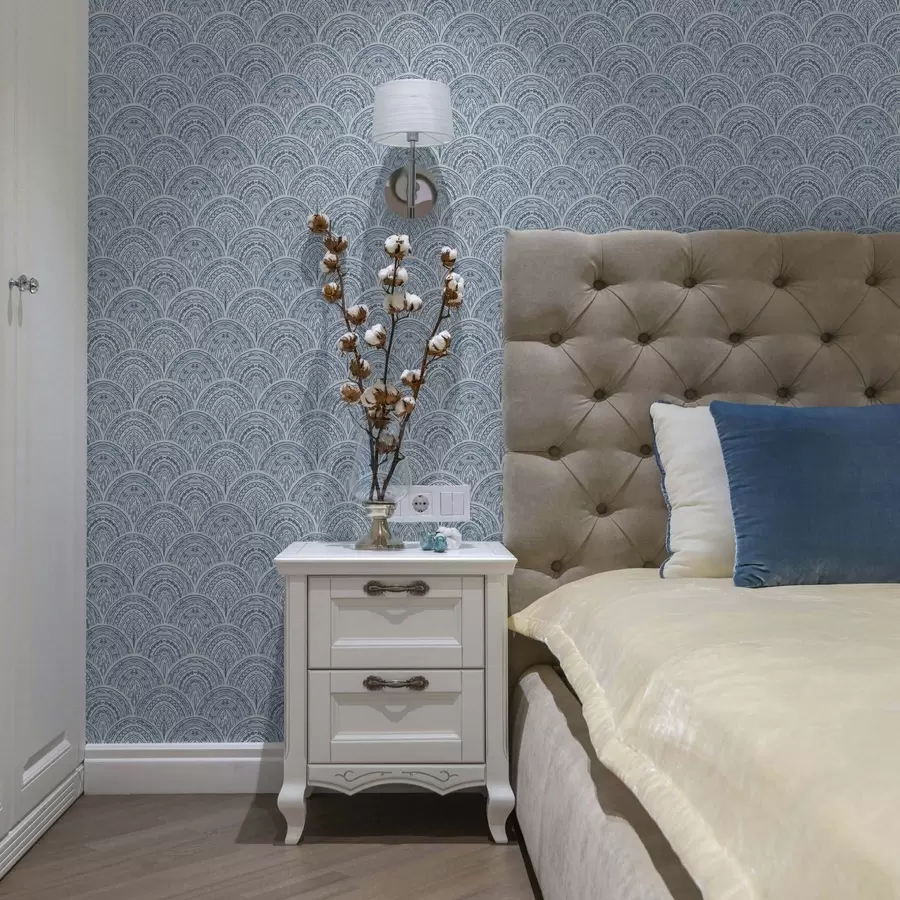 fototapet Ornament albastru cu arcuri și modele a00332