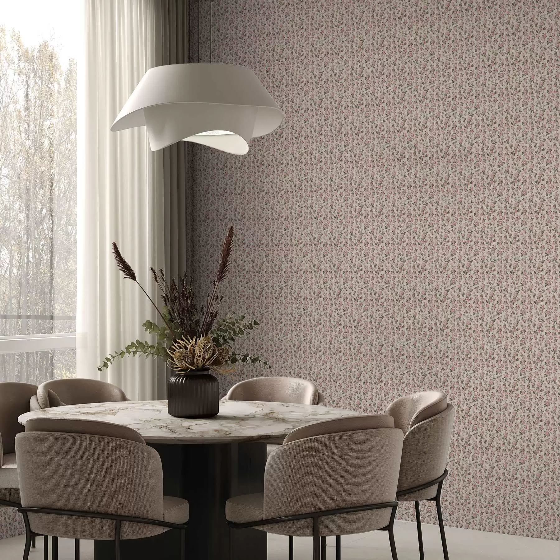 fototapet Trandafiri roz pe un fundal bej a00346