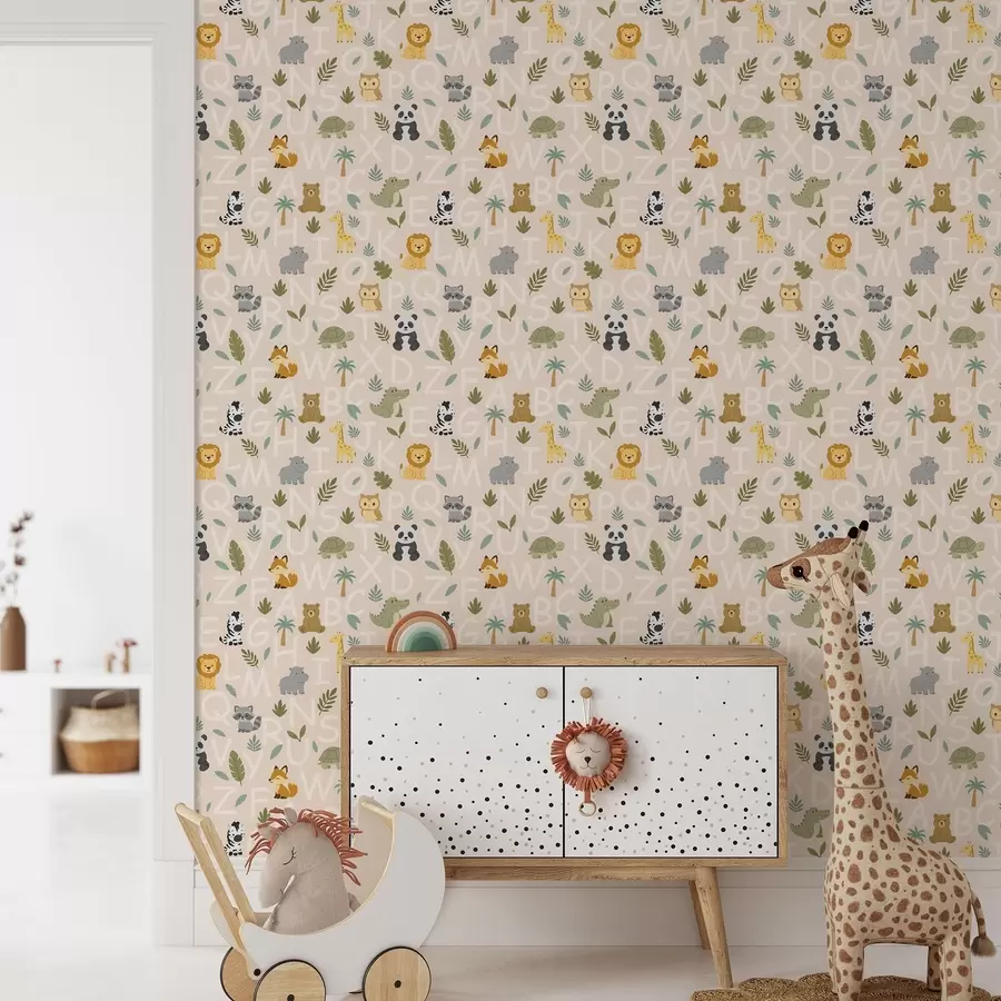 fototapet Alfabet cu animale și plante drăguțe pentru copii a00400