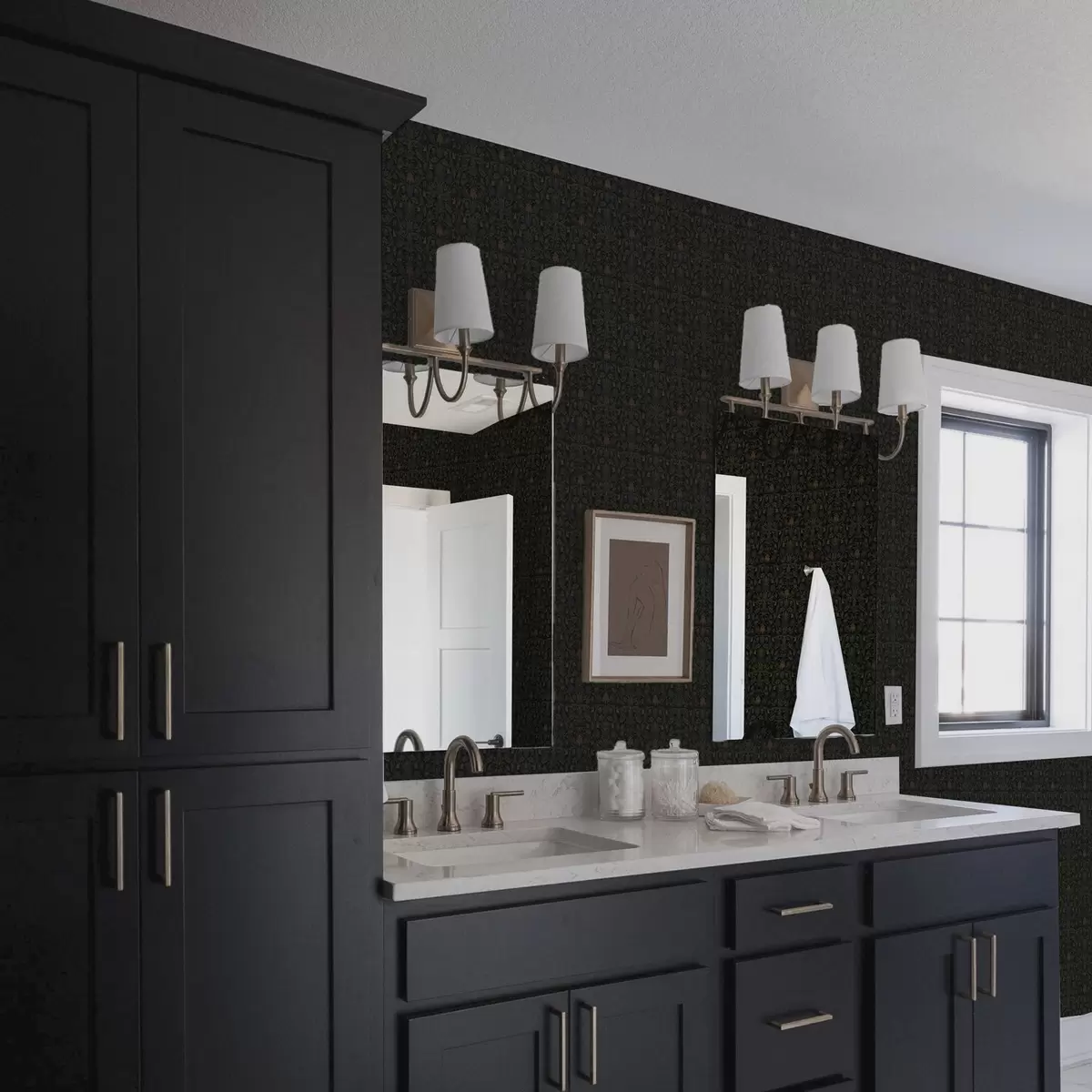 Wallpaper Ornament întunecat cu plante în stil clasic a00412