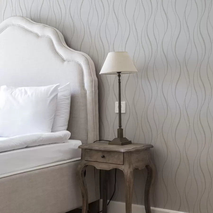 fototapet Abstract linii ondulate bej pe un fundal alb a00480